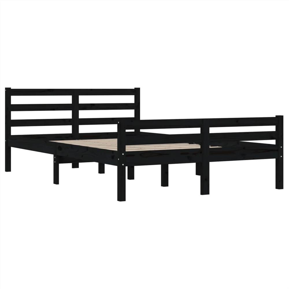 Bed Frame Black Solid Wood 140x190 cm Bed Frame Black Solid Wood 140x190 Cm -NEWTRAL Sales Shop Bed Frame Black Solid Wood 140x190 cm 509616 3