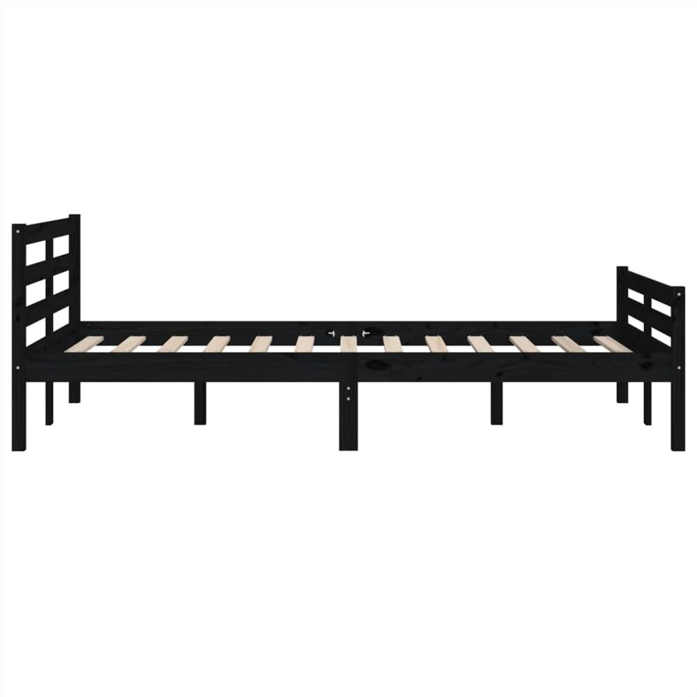 Bed Frame Black Solid Wood 140x190 cm Bed Frame Black Solid Wood 140x190 Cm -NEWTRAL Sales Shop Bed Frame Black Solid Wood 140x190 cm 509616 5