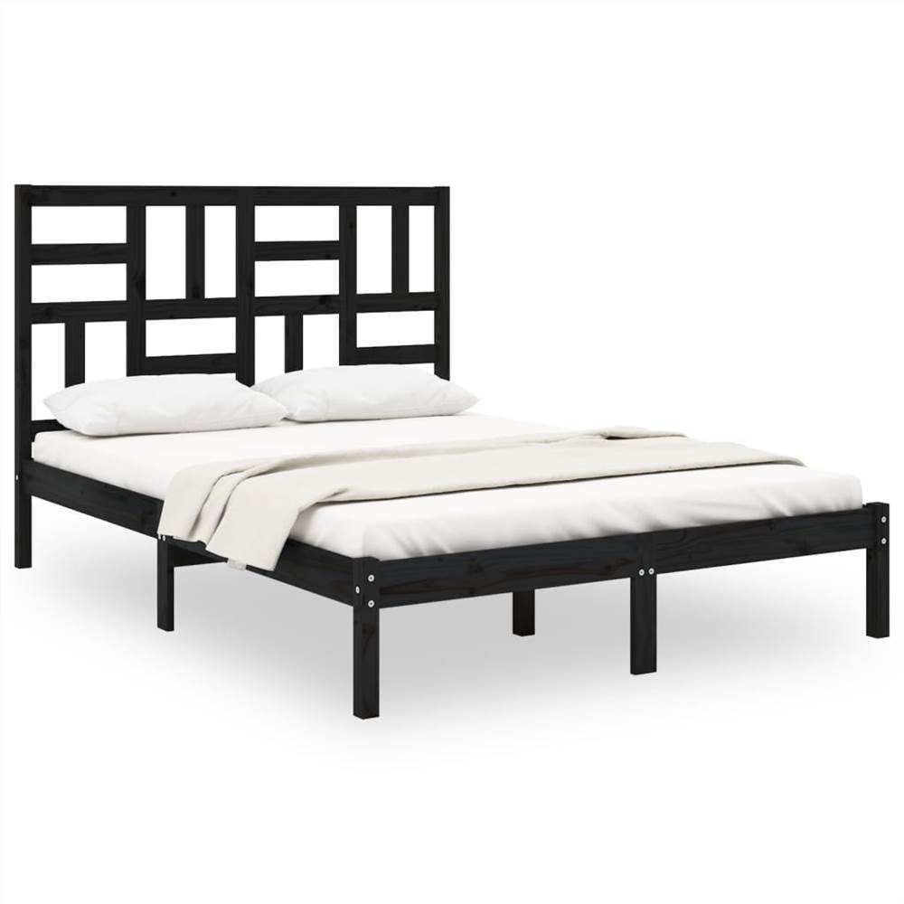 Bed Frame Black Solid Wood 140x190 cm Bed Frame Black Solid Wood 140x190 Cm -NEWTRAL Sales Shop Bed Frame Black Solid Wood 140x190 cm 511244 1
