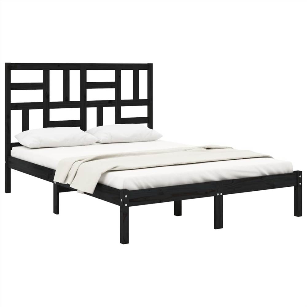 Bed Frame Black Solid Wood 140x190 cm Bed Frame Black Solid Wood 140x190 Cm -NEWTRAL Sales Shop Bed Frame Black Solid Wood 140x190 cm 511244 2