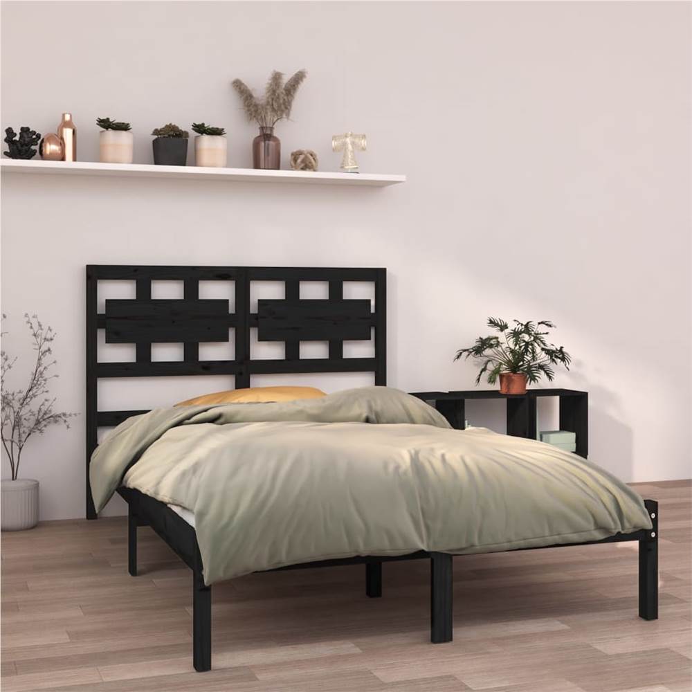 Bed Frame Black Solid Wood 140x190 cm Bed Frame Black Solid Wood 140x190 Cm -NEWTRAL Sales Shop Bed Frame Black Solid Wood 140x190 cm 511391 0