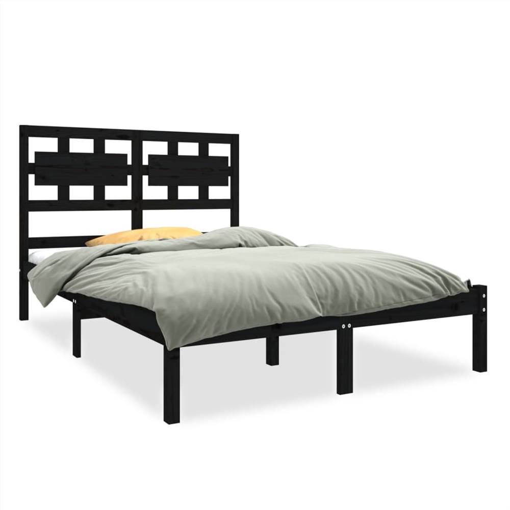Bed Frame Black Solid Wood 140x190 cm Bed Frame Black Solid Wood 140x190 Cm -NEWTRAL Sales Shop Bed Frame Black Solid Wood 140x190 cm 511391 1