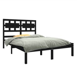 Bed Frame Black Solid Wood 140x190 Cm 2 Bed Frame Black Solid Wood 140x190 Cm -NEWTRAL Sales Shop Bed Frame Black Solid Wood 140x190 cm 511391 2