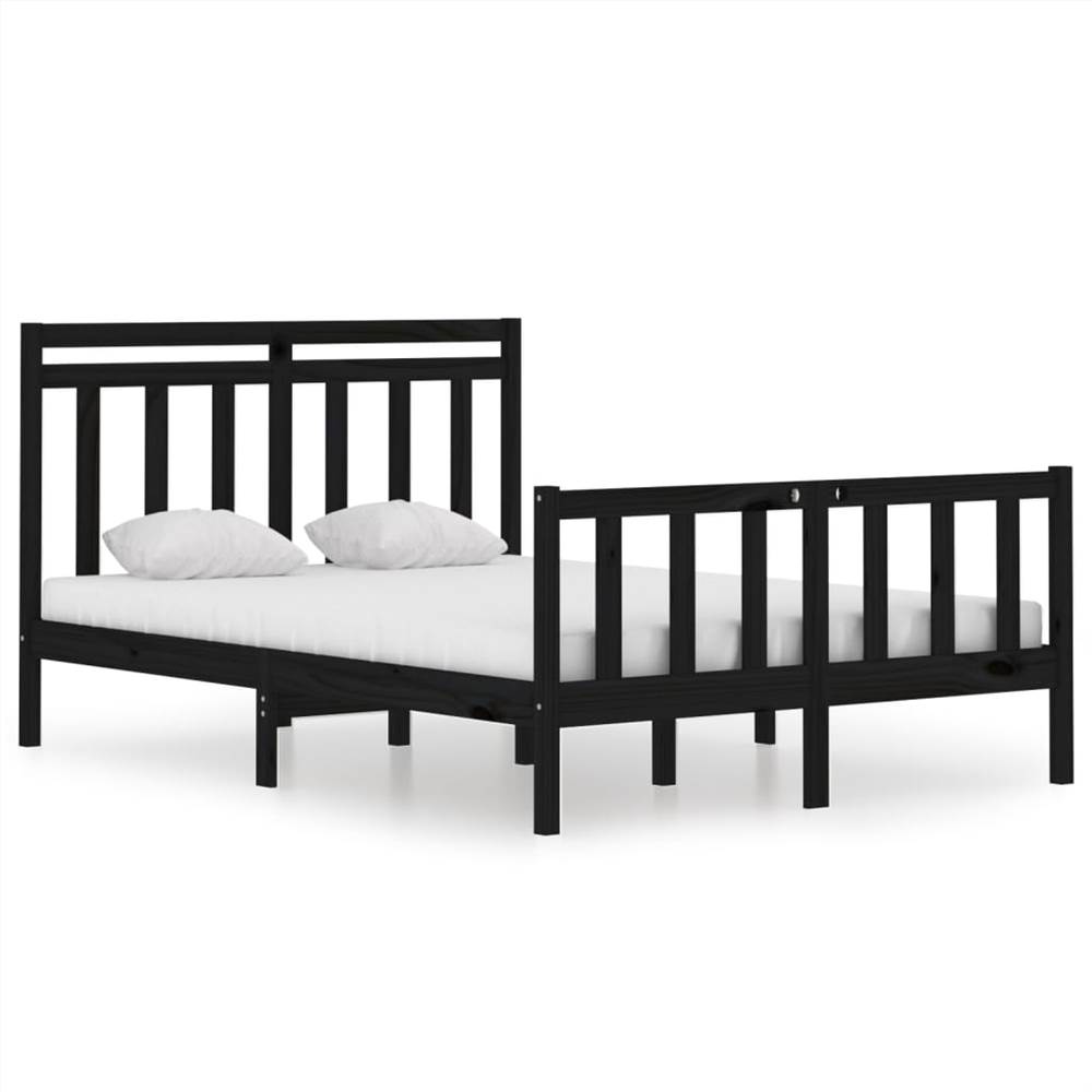 Bed Frame Black Solid Wood 140x190 cm Bed Frame Black Solid Wood 140x190 Cm -NEWTRAL Sales Shop Bed Frame Black Solid Wood 140x190 cm 512878 1