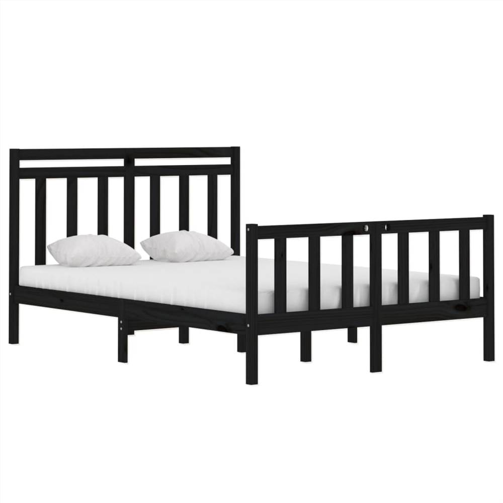 Bed Frame Black Solid Wood 140x190 cm Bed Frame Black Solid Wood 140x190 Cm -NEWTRAL Sales Shop Bed Frame Black Solid Wood 140x190 cm 512878 2