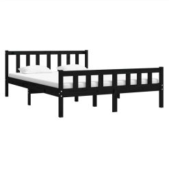 Bed Frame Black Solid Wood 140x190 Cm -NEWTRAL Sales Shop Bed Frame Black Solid Wood 140x190 cm 515637 2