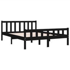 Bed Frame Black Solid Wood 140x190 Cm -NEWTRAL Sales Shop Bed Frame Black Solid Wood 140x190 cm 515637 3