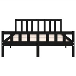 Bed Frame Black Solid Wood 140x190 Cm -NEWTRAL Sales Shop Bed Frame Black Solid Wood 140x190 cm 515637 4