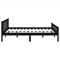 Bed Frame Black Solid Wood 140x190 Cm -NEWTRAL Sales Shop Bed Frame Black Solid Wood 140x190 cm 515637 5