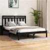 Bed Frame Black Solid Wood 140x200 Cm