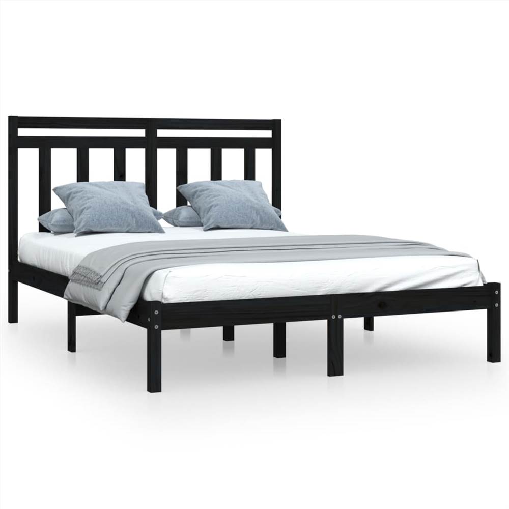 Bed Frame Black Solid Wood 140x200 cm Bed Frame Black Solid Wood 140x200 Cm -NEWTRAL Sales Shop Bed Frame Black Solid Wood 140x200 cm 512519 1