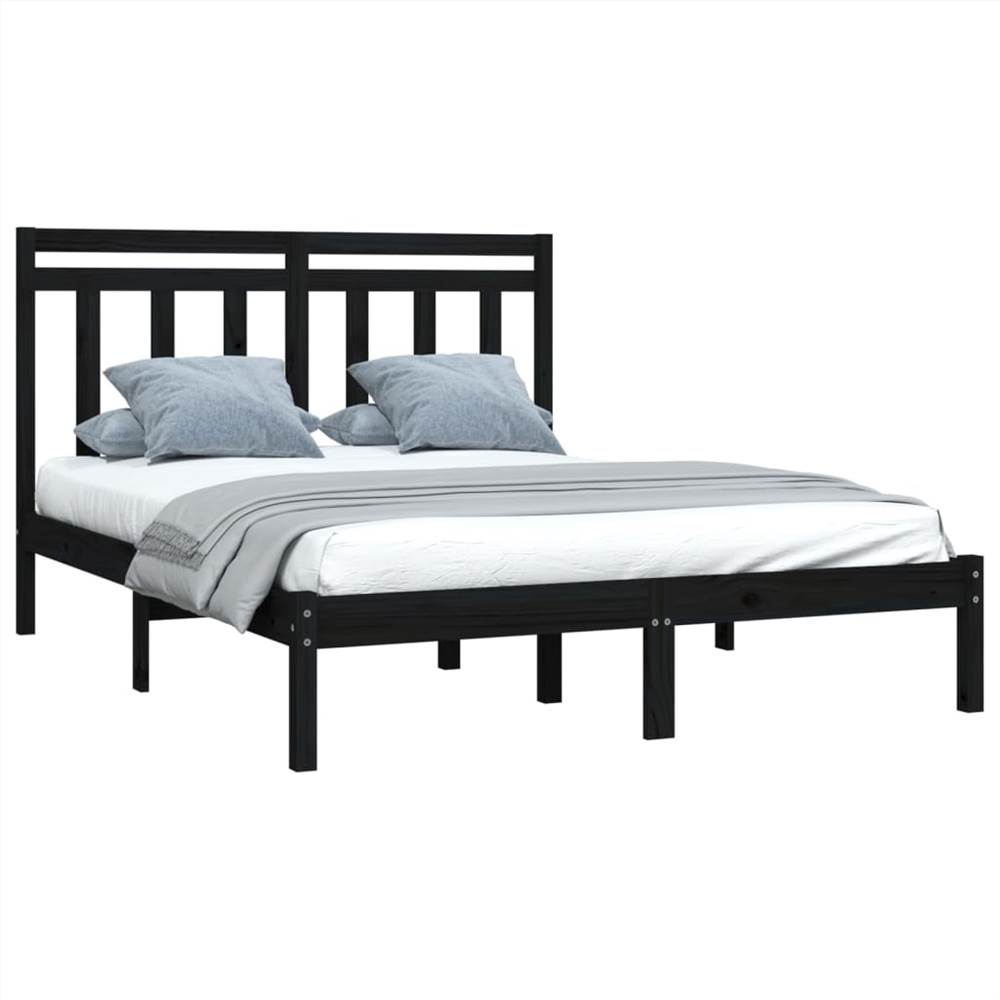 Bed Frame Black Solid Wood 140x200 cm Bed Frame Black Solid Wood 140x200 Cm -NEWTRAL Sales Shop Bed Frame Black Solid Wood 140x200 cm 512519 2