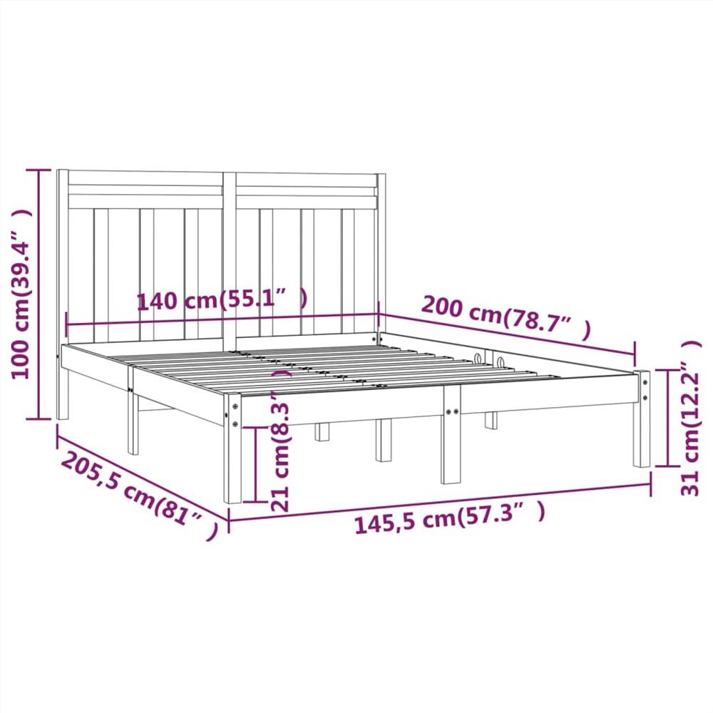 Bed Frame Black Solid Wood 140x200 cm Bed Frame Black Solid Wood 140x200 Cm -NEWTRAL Sales Shop Bed Frame Black Solid Wood 140x200 cm 512519 5