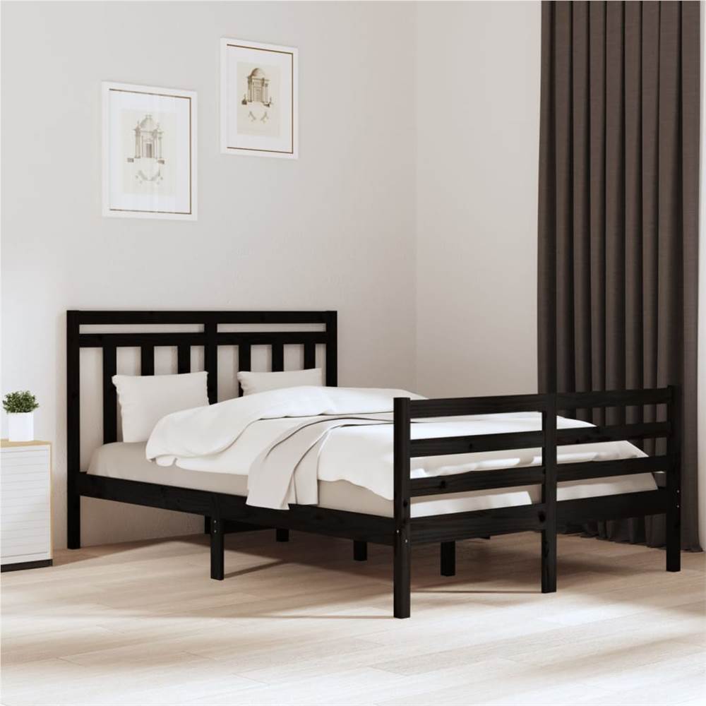 Bed Frame Black Solid Wood 140x200 cm Bed Frame Black Solid Wood 140x200 Cm -NEWTRAL Sales Shop Bed Frame Black Solid Wood 140x200 cm 512713 0