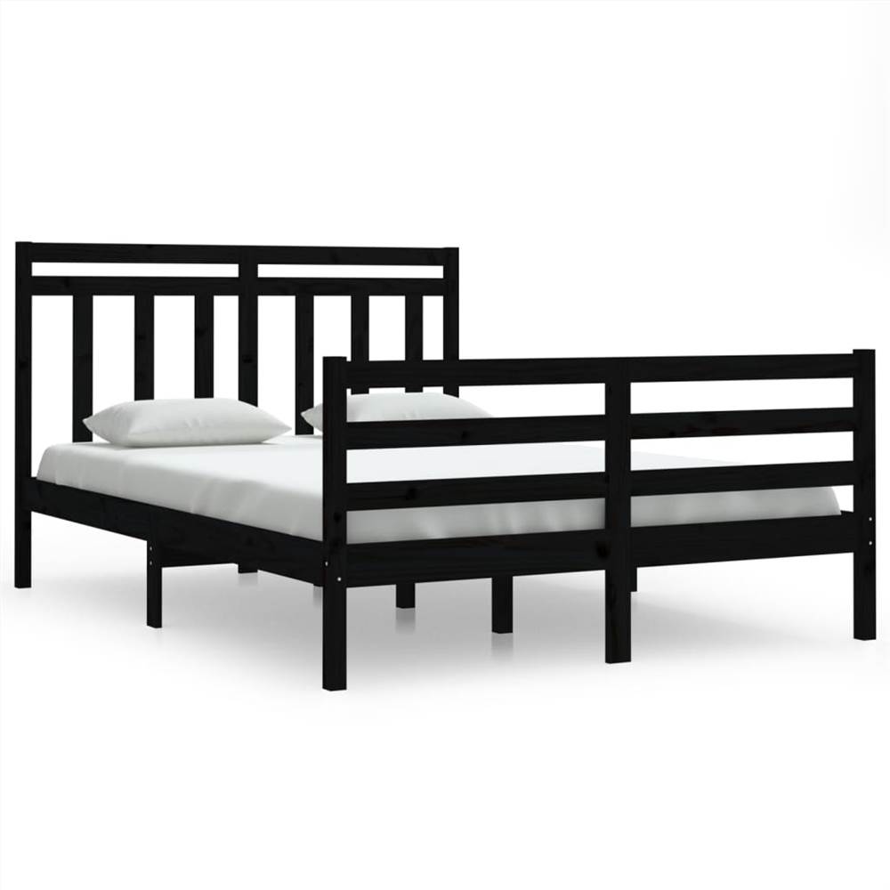 Bed Frame Black Solid Wood 140x200 cm Bed Frame Black Solid Wood 140x200 Cm -NEWTRAL Sales Shop Bed Frame Black Solid Wood 140x200 cm 512713 1