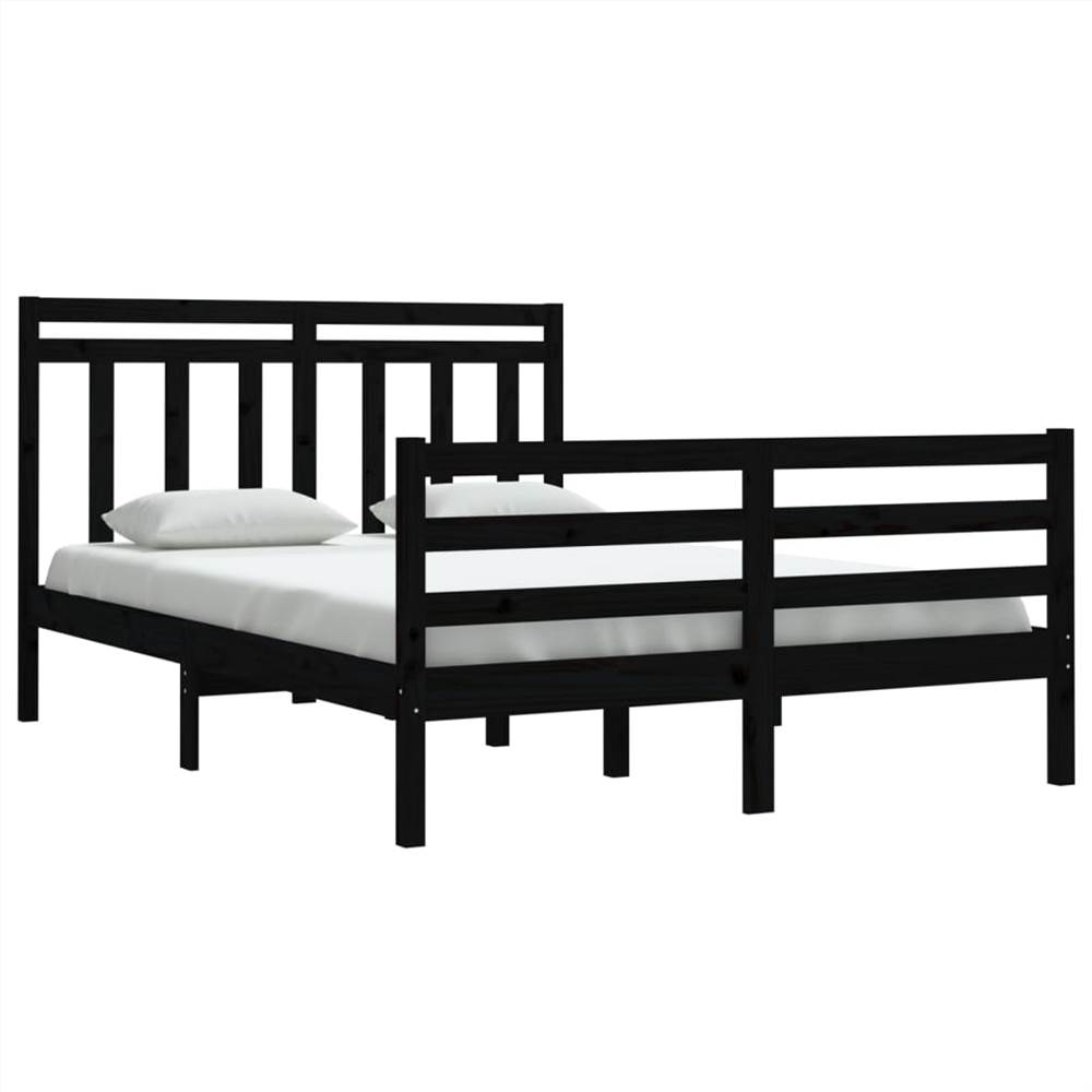Bed Frame Black Solid Wood 140x200 cm Bed Frame Black Solid Wood 140x200 Cm -NEWTRAL Sales Shop Bed Frame Black Solid Wood 140x200 cm 512713 2