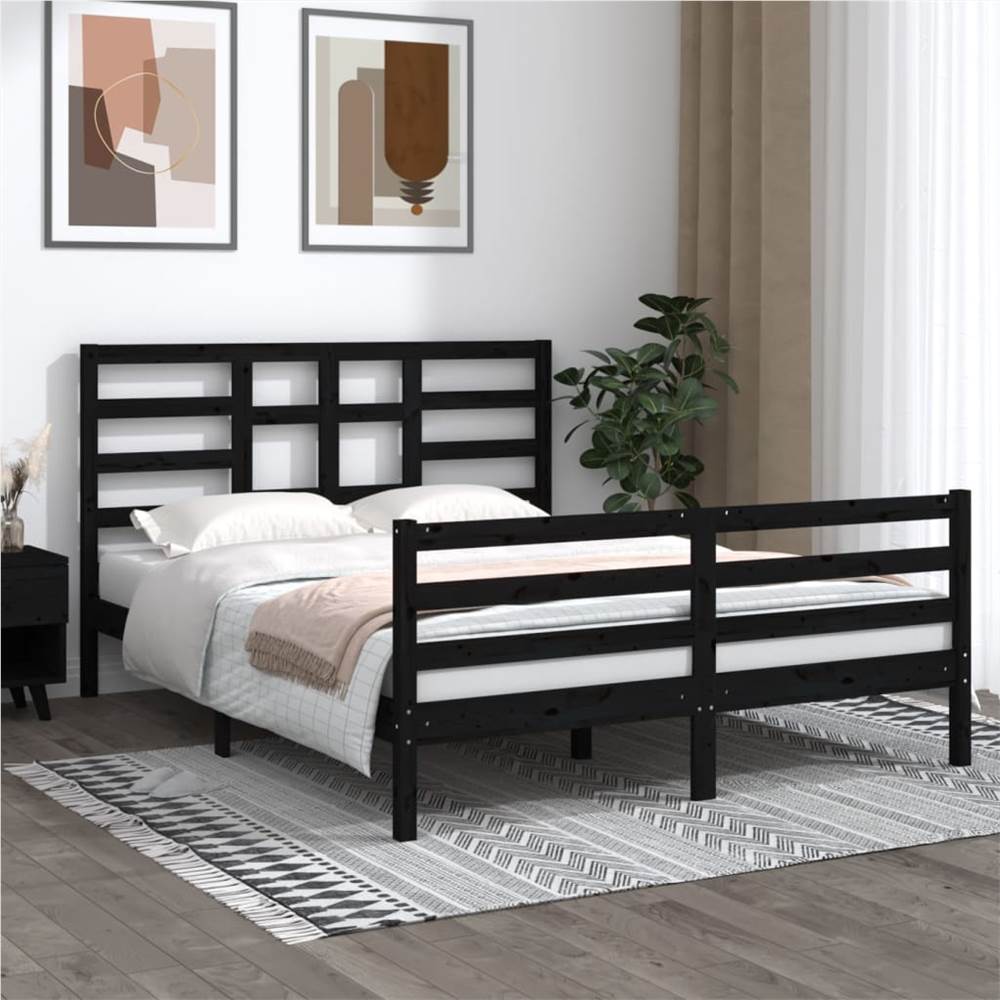 Bed Frame Black Solid Wood 150x200 cm 5FT King Size Bed Frame Black Solid Wood 150x200 Cm 5FT King Size -NEWTRAL Sales Shop Bed Frame Black Solid Wood 150x200 cm 5FT King Size 509718 0