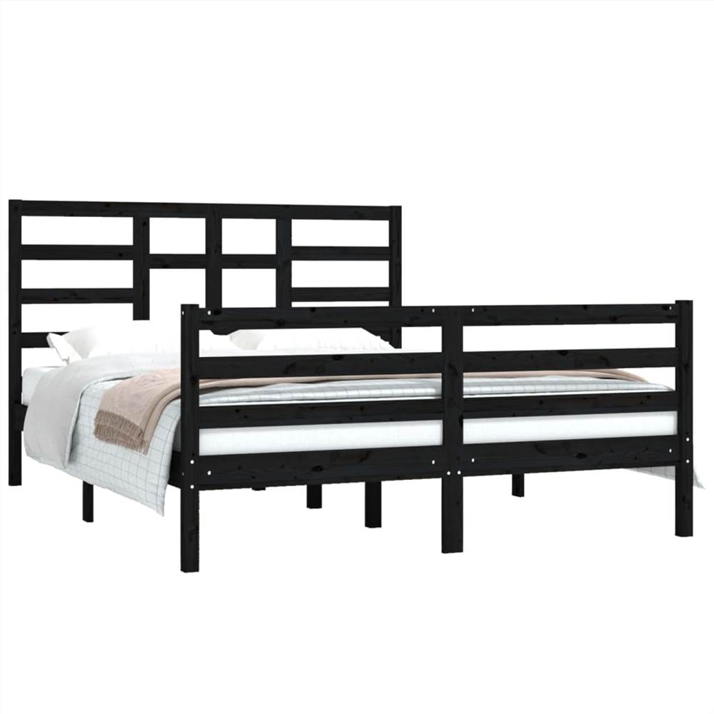 Bed Frame Black Solid Wood 150x200 cm 5FT King Size Bed Frame Black Solid Wood 150x200 Cm 5FT King Size -NEWTRAL Sales Shop Bed Frame Black Solid Wood 150x200 cm 5FT King Size 509718 2