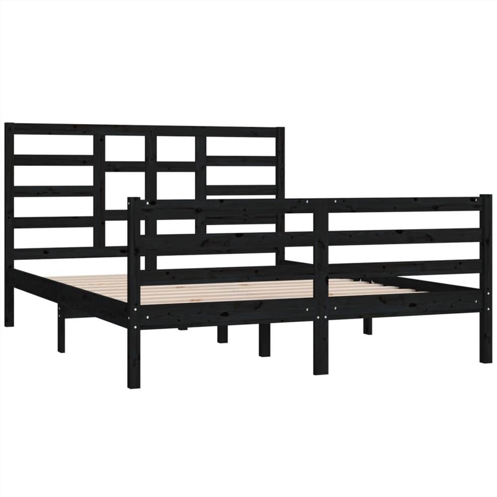 Bed Frame Black Solid Wood 150x200 cm 5FT King Size Bed Frame Black Solid Wood 150x200 Cm 5FT King Size -NEWTRAL Sales Shop Bed Frame Black Solid Wood 150x200 cm 5FT King Size 509718 3