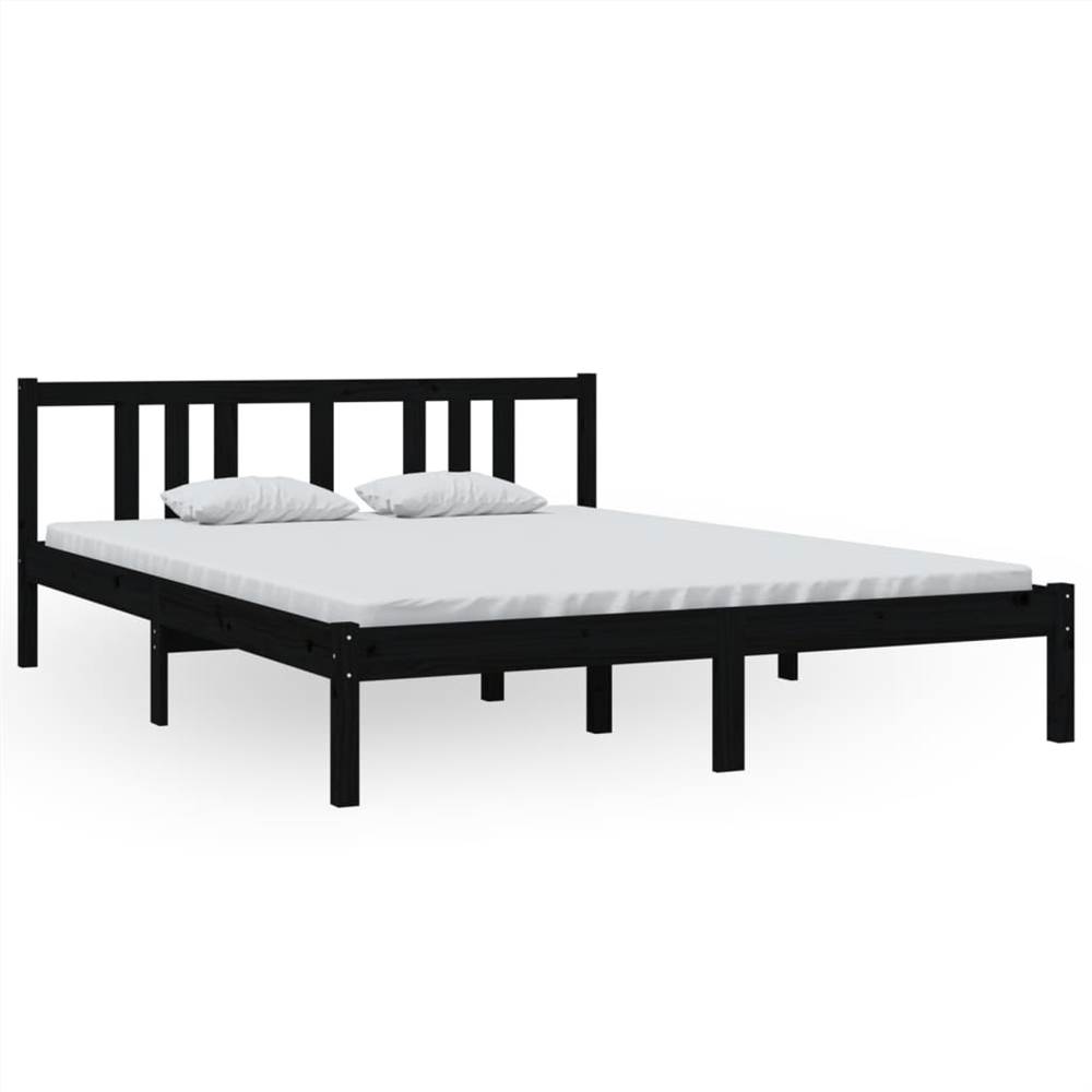 Bed Frame Black Solid Wood 150x200 cm 5FT King Size Bed Frame Black Solid Wood 150x200 Cm 5FT King Size -NEWTRAL Sales Shop Bed Frame Black Solid Wood 150x200 cm 5FT King Size 511141 1