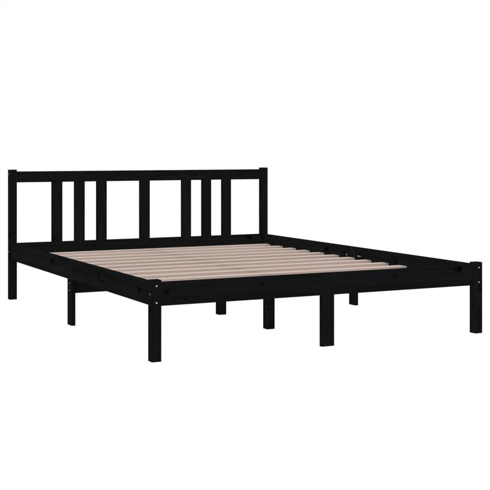 Bed Frame Black Solid Wood 150x200 cm 5FT King Size Bed Frame Black Solid Wood 150x200 Cm 5FT King Size -NEWTRAL Sales Shop Bed Frame Black Solid Wood 150x200 cm 5FT King Size 511141 2