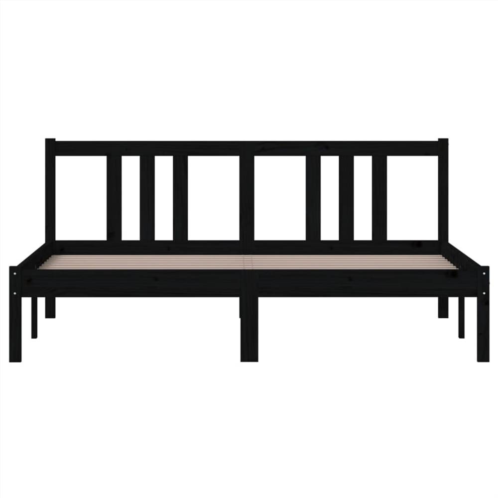 Bed Frame Black Solid Wood 150x200 cm 5FT King Size Bed Frame Black Solid Wood 150x200 Cm 5FT King Size -NEWTRAL Sales Shop Bed Frame Black Solid Wood 150x200 cm 5FT King Size 511141 3