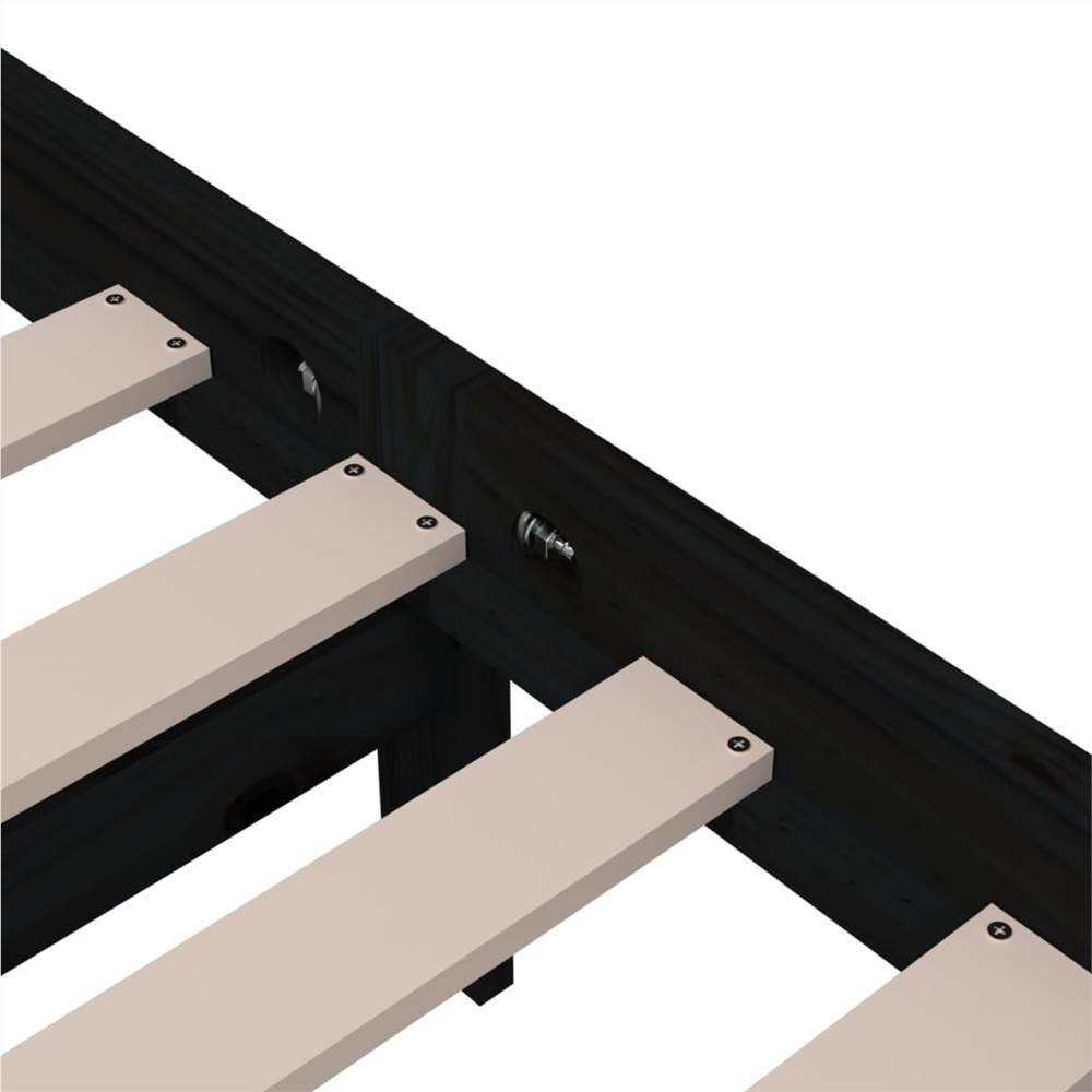 Bed Frame Black Solid Wood 150x200 cm 5FT King Size Bed Frame Black Solid Wood 150x200 Cm 5FT King Size -NEWTRAL Sales Shop Bed Frame Black Solid Wood 150x200 cm 5FT King Size 511141 5