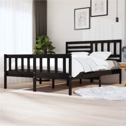 Bed Frame Black Solid Wood 160x200 Cm