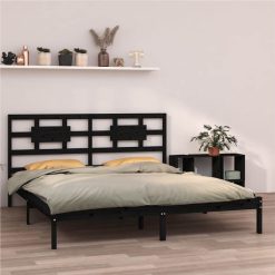 Bed Frame Black Solid Wood 160x200 Cm