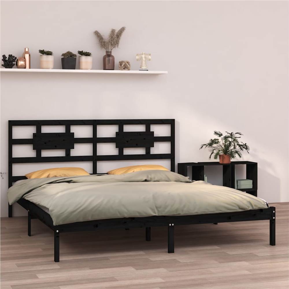 Bed Frame Black Solid Wood 160x200 cm Bed Frame Black Solid Wood 160x200 Cm -NEWTRAL Sales Shop Bed Frame Black Solid Wood 160x200 cm 513280 0