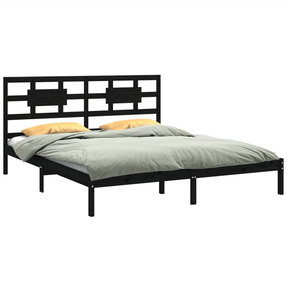 Bed Frame Black Solid Wood 160x200 cm Bed Frame Black Solid Wood 160x200 Cm -NEWTRAL Sales Shop Bed Frame Black Solid Wood 160x200 cm 513280 2