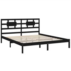 Bed Frame Black Solid Wood 160x200 Cm 3 Bed Frame Black Solid Wood 160x200 Cm -NEWTRAL Sales Shop Bed Frame Black Solid Wood 160x200 cm 513280 3