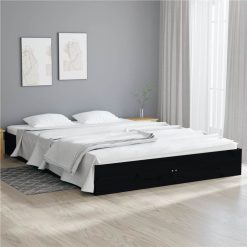 Bed Frame Black Solid Wood 160x200 Cm