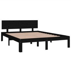 Bed Frame Black Solid Wood 160x200 Cm 5FT King Size 2 Bed Frame Black Solid Wood 160x200 Cm 5FT King Size -NEWTRAL Sales Shop Bed Frame Black Solid Wood 160x200 cm 5FT King Size 511150 2