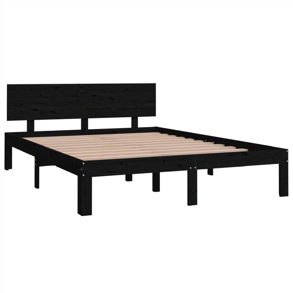 Bed Frame Black Solid Wood 160x200 cm 5FT King Size Bed Frame Black Solid Wood 160x200 Cm 5FT King Size -NEWTRAL Sales Shop Bed Frame Black Solid Wood 160x200 cm 5FT King Size 511150 2
