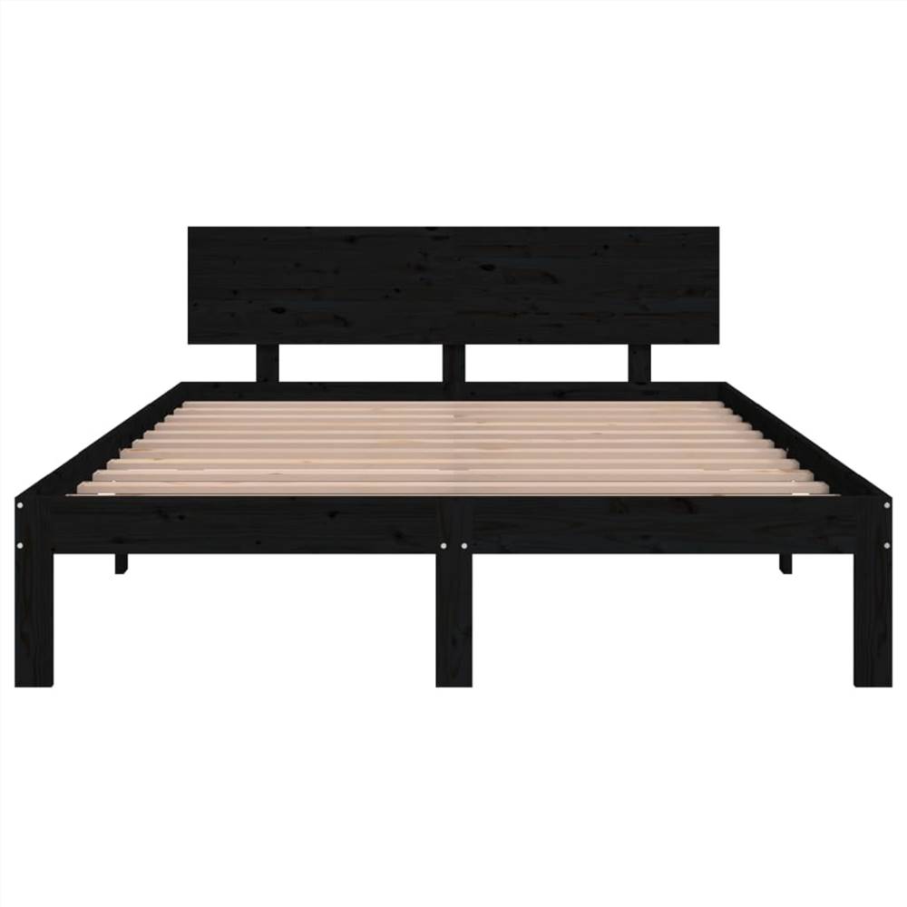 Bed Frame Black Solid Wood 160x200 cm 5FT King Size Bed Frame Black Solid Wood 160x200 Cm 5FT King Size -NEWTRAL Sales Shop Bed Frame Black Solid Wood 160x200 cm 5FT King Size 511150 3