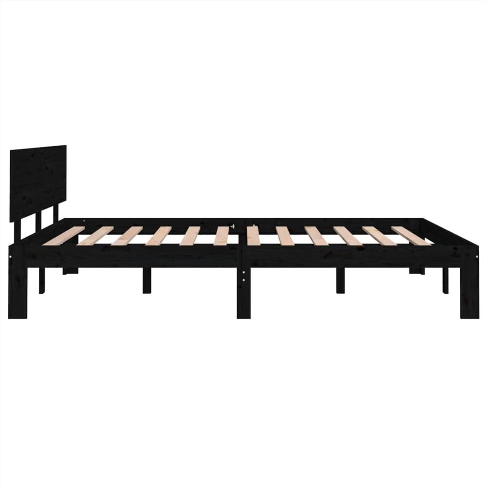 Bed Frame Black Solid Wood 160x200 cm 5FT King Size Bed Frame Black Solid Wood 160x200 Cm 5FT King Size -NEWTRAL Sales Shop Bed Frame Black Solid Wood 160x200 cm 5FT King Size 511150 4