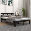 Bed Frame Black Solid Wood 180x200 Cm 6FT Super King