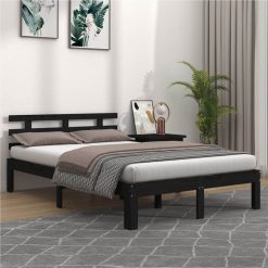 Bed Frame Black Solid Wood 180x200 Cm 6FT Super King