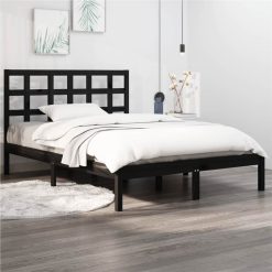 Bed Frame Black Solid Wood 180x200 Cm 6FT Super King