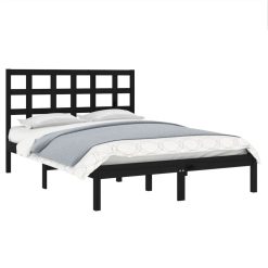 Bed Frame Black Solid Wood 180x200 Cm 6FT Super King -NEWTRAL Sales Shop Bed Frame Black Solid Wood 180x200 cm 6FT Super King 512125 2