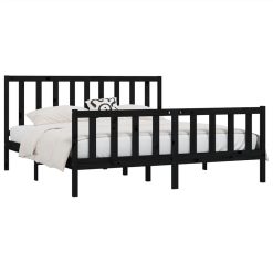 Bed Frame Black Solid Wood 180x200 Cm 6FT Super King -NEWTRAL Sales Shop Bed Frame Black Solid Wood 180x200 cm 6FT Super King 514019 2