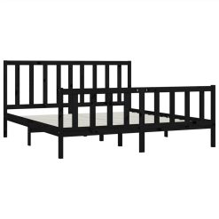 Bed Frame Black Solid Wood 180x200 Cm 6FT Super King -NEWTRAL Sales Shop Bed Frame Black Solid Wood 180x200 cm 6FT Super King 514019 3
