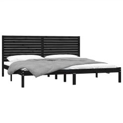 Bed Frame Black Solid Wood 180x200 Cm 6FT Super King -NEWTRAL Sales Shop Bed Frame Black Solid Wood 180x200 cm 6FT Super King 514766 2