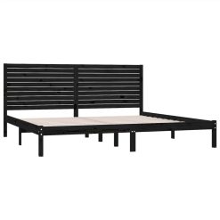 Bed Frame Black Solid Wood 180x200 Cm 6FT Super King -NEWTRAL Sales Shop Bed Frame Black Solid Wood 180x200 cm 6FT Super King 514766 3