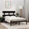 Bed Frame Black Solid Wood 180x200 Cm 6FT Super King