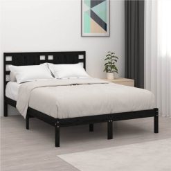 Bed Frame Black Solid Wood 180x200 Cm 6FT Super King