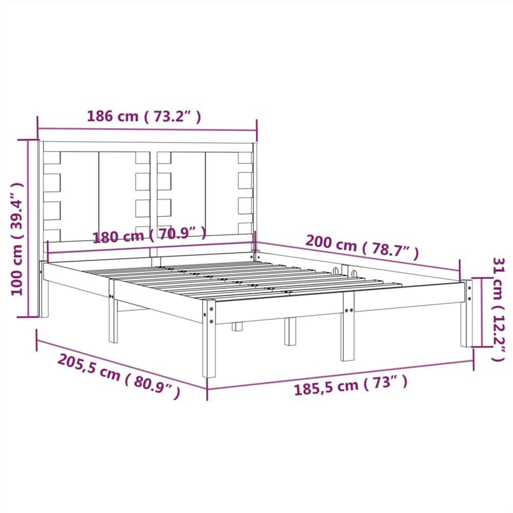 Bed Frame Black Solid Wood 180x200 cm 6FT Super King Bed Frame Black Solid Wood 180x200 Cm 6FT Super King -NEWTRAL Sales Shop Bed Frame Black Solid Wood 180x200 cm 6FT Super King 516500 5