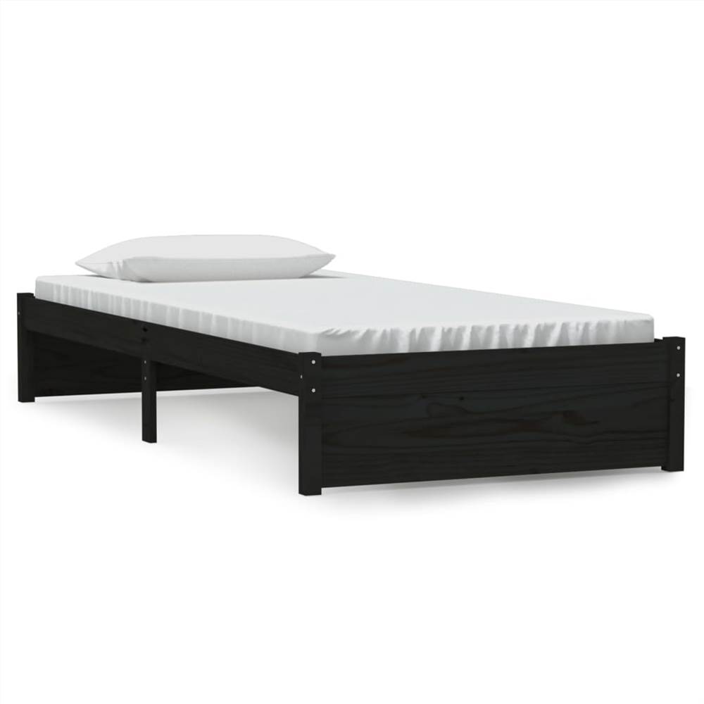 Bed Frame Black Solid Wood 90x190 cm 3FT Single Bed Frame Black Solid Wood 90x190 Cm 3FT Single -NEWTRAL Sales Shop Bed Frame Black Solid Wood 90x190 cm 3FT Single 510910 1