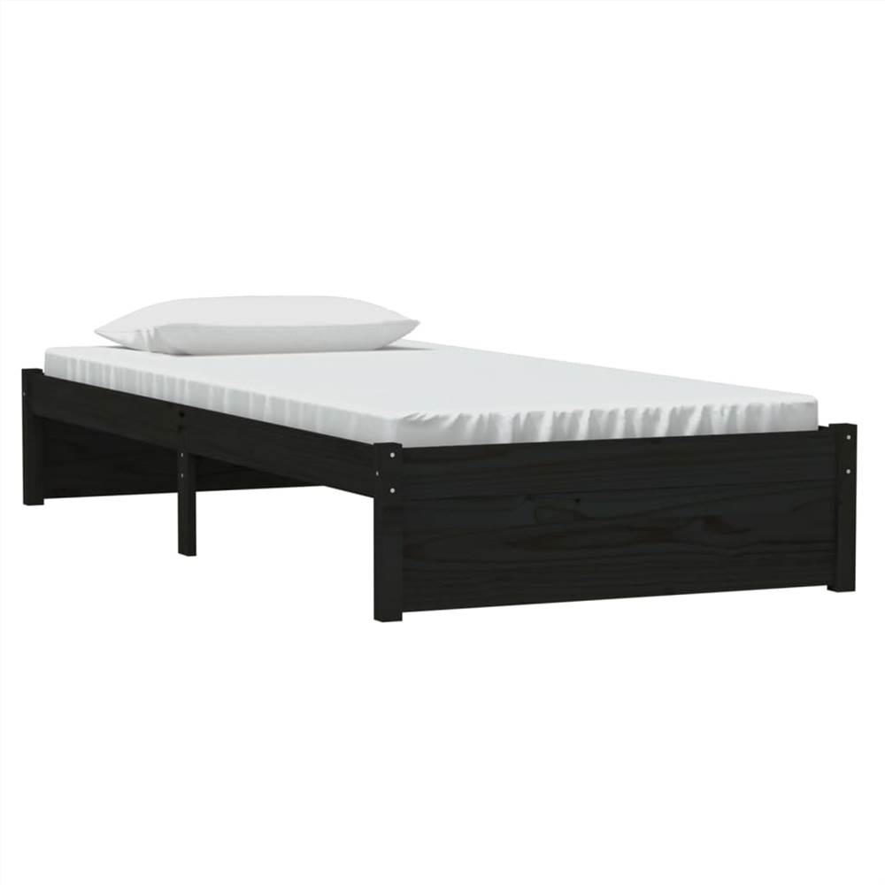 Bed Frame Black Solid Wood 90x190 cm 3FT Single Bed Frame Black Solid Wood 90x190 Cm 3FT Single -NEWTRAL Sales Shop Bed Frame Black Solid Wood 90x190 cm 3FT Single 510910 2